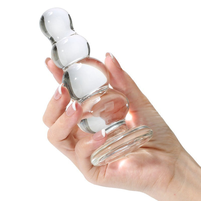 Plug Anal Glass 5 Inch Clear Beaded