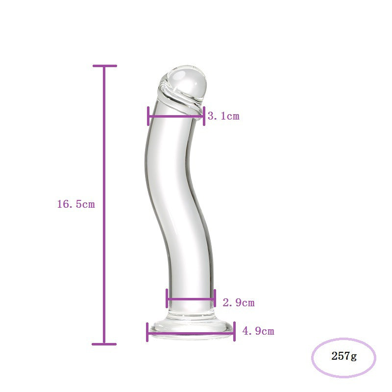 6 Inch Clear Curved Glass Dildo With Foreskin