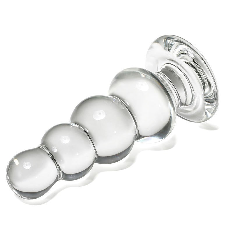Plug Anal Glass 5 Inch Clear Beaded