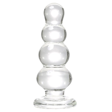 Plug Anal Glass 5 Inch Clear Beaded