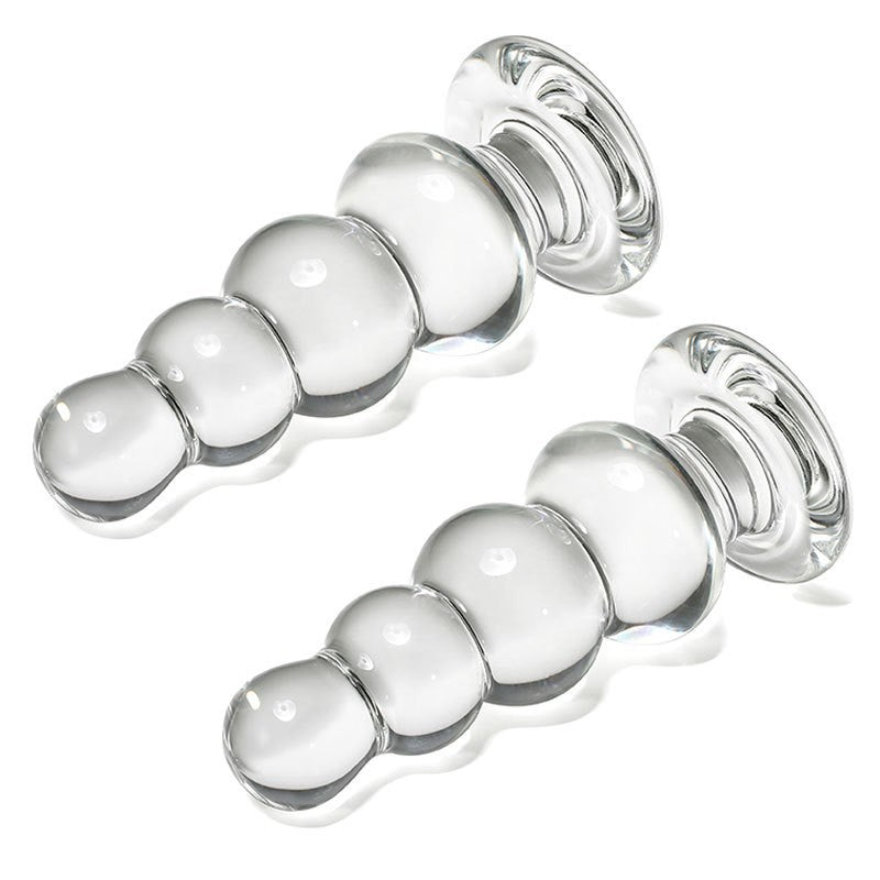 Plug Anal Glass 5 Inch Clear Beaded