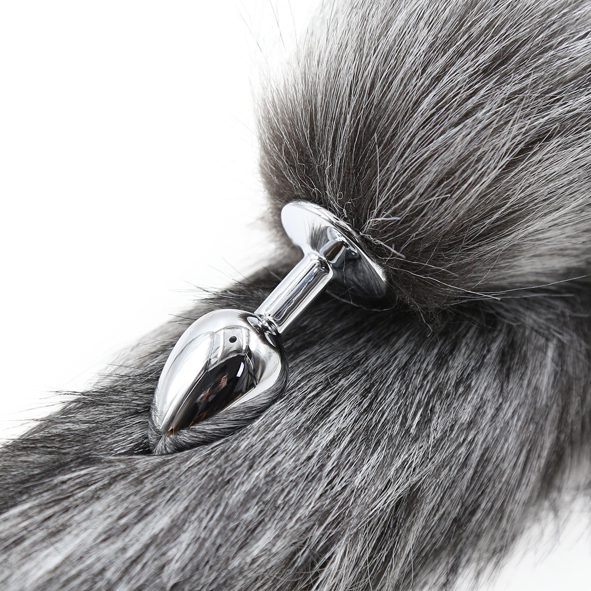 Dog Tail Plug Gray Furry Anal Plug