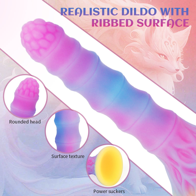 9 Inch Curved Ribbed Glow In Tthe Dark Dildo