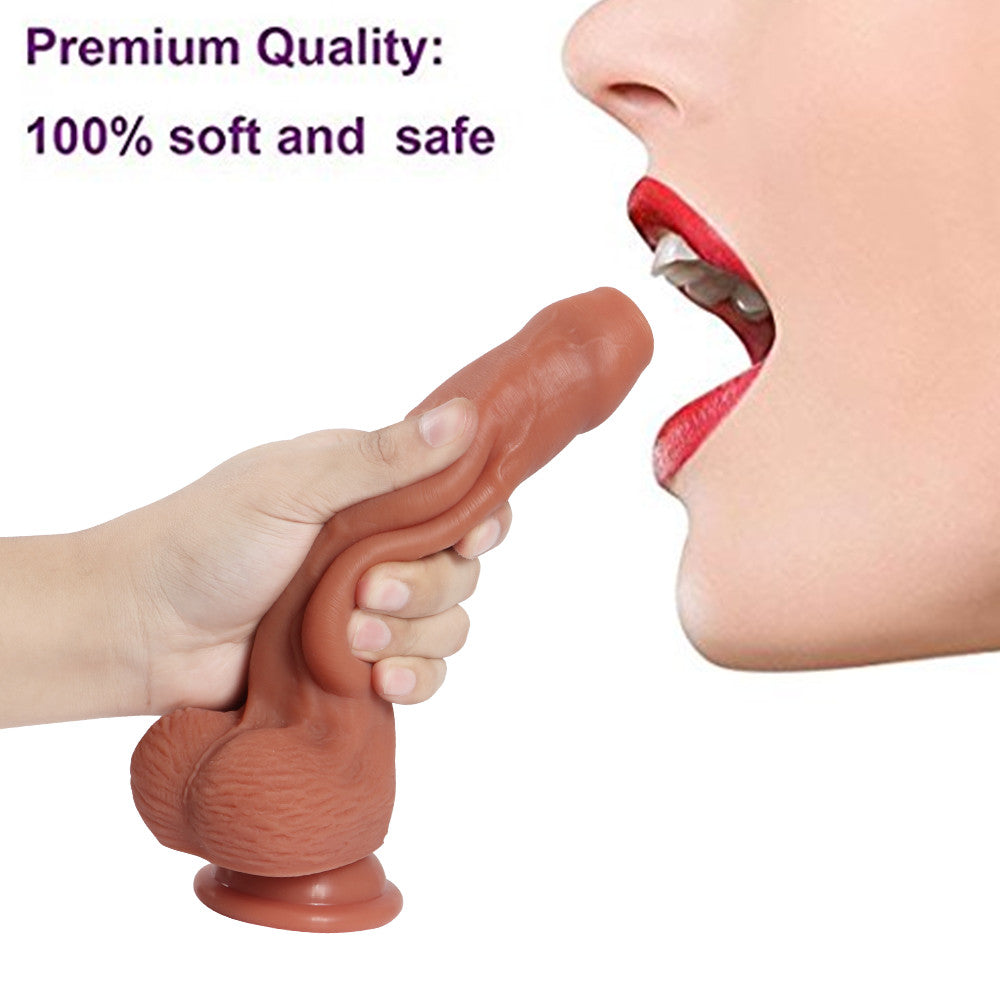 8 Inch Realistic Silicone Foreskin Dildo