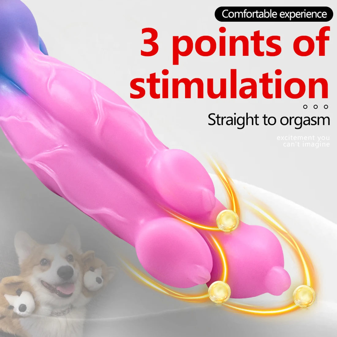 11 Inch Mutant Three Head Big Dog Dildo—Various colors