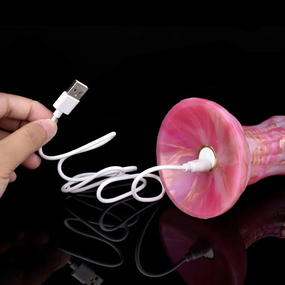 8 Inch Pink Spiked Dragon Vibrating Dildo