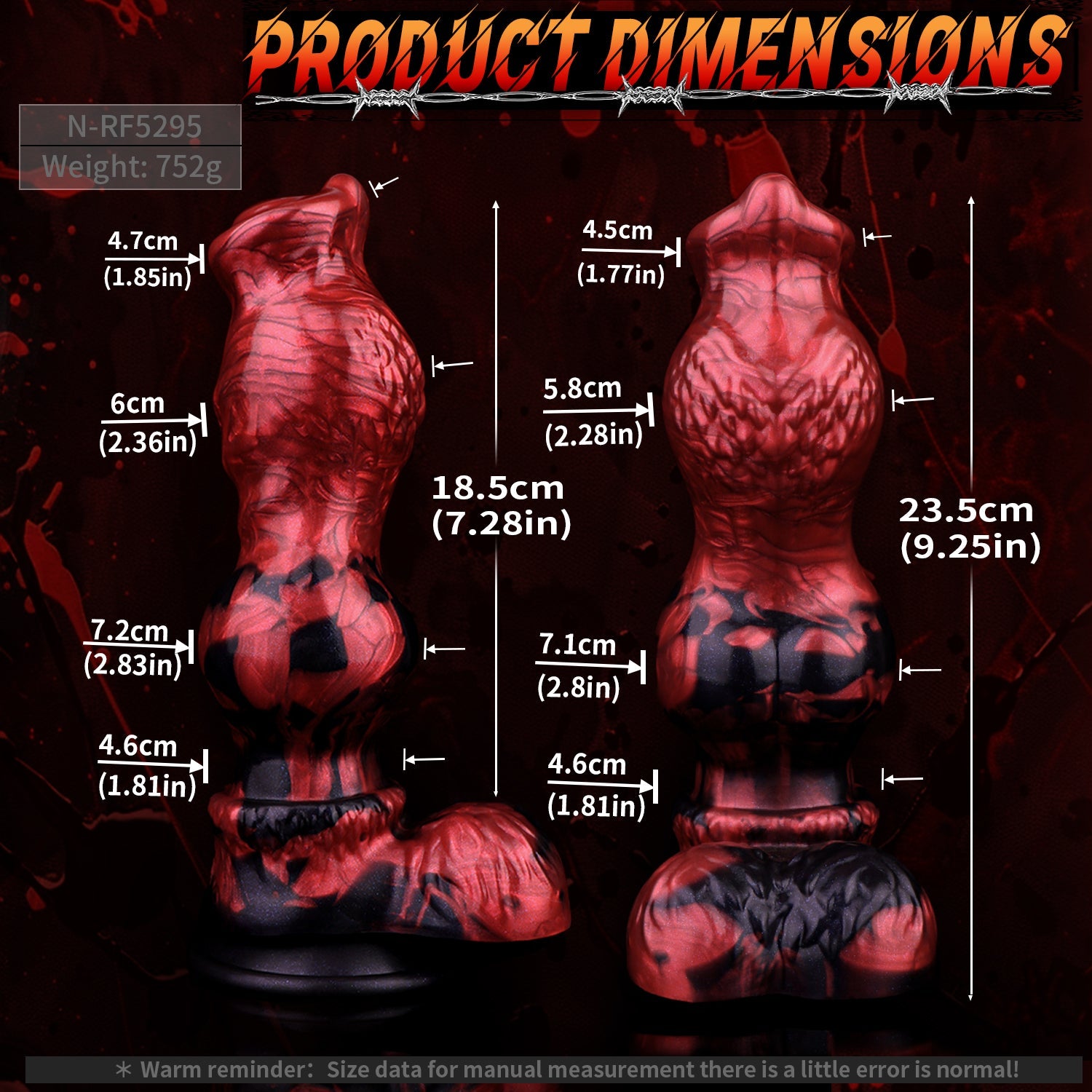 9 Inch Red Monster Dog Knot Dildo