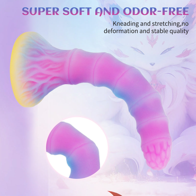 9 Inch Curved Ribbed Glow In Tthe Dark Dildo