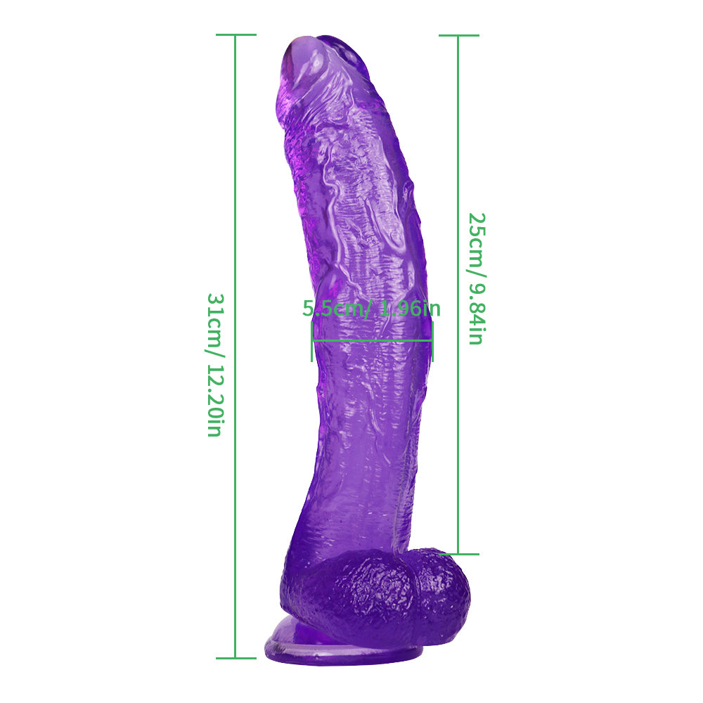 12 Inch Crooked Mouth Purple Jelly Dildo