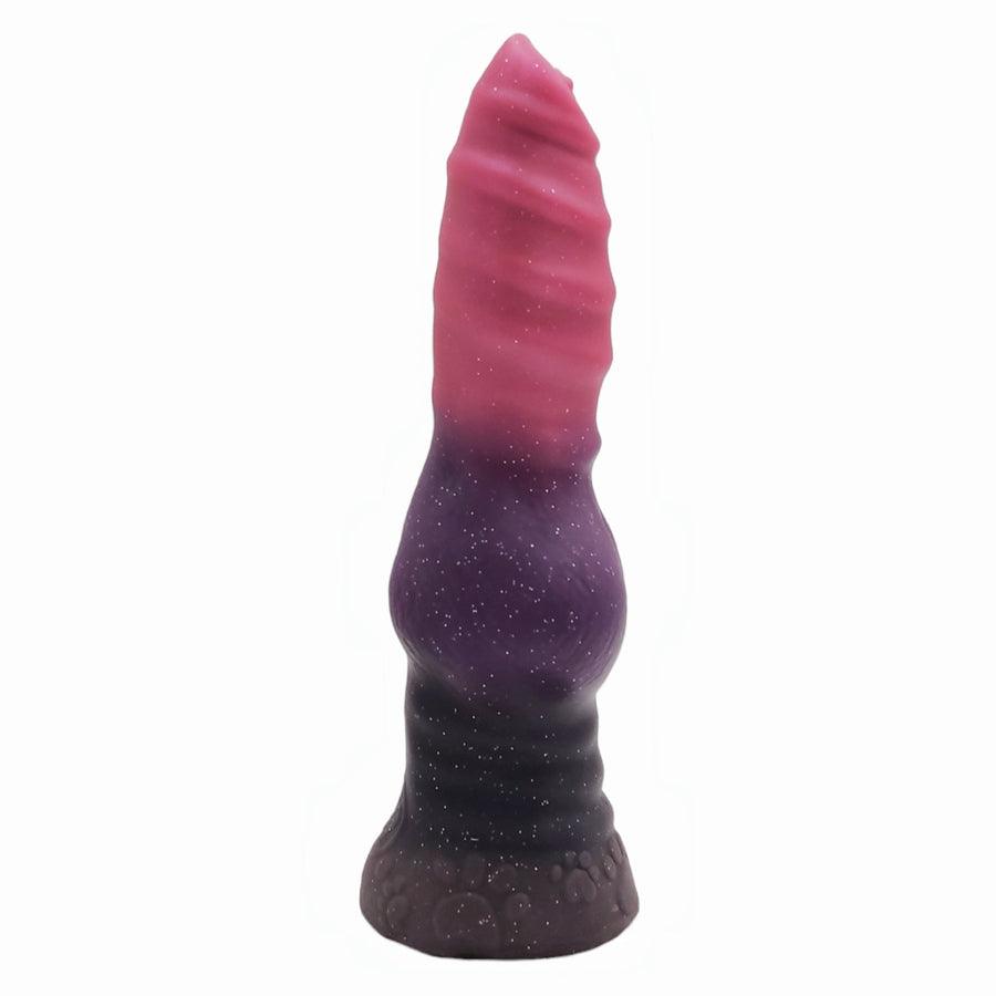 10 Inch Purple Glitter Dog Ribbed Dildo