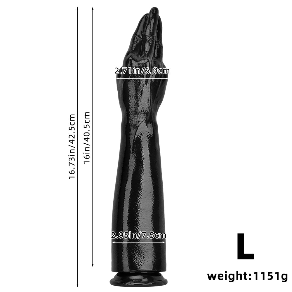 16 Inch Black Life-Sized Hand Fist Dildo