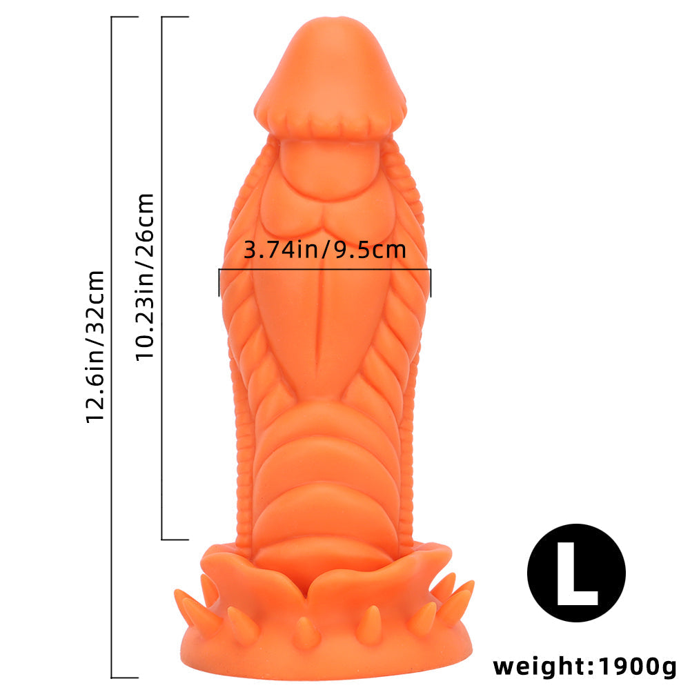 3 Inch Thick Orange Textured Monster Dildo