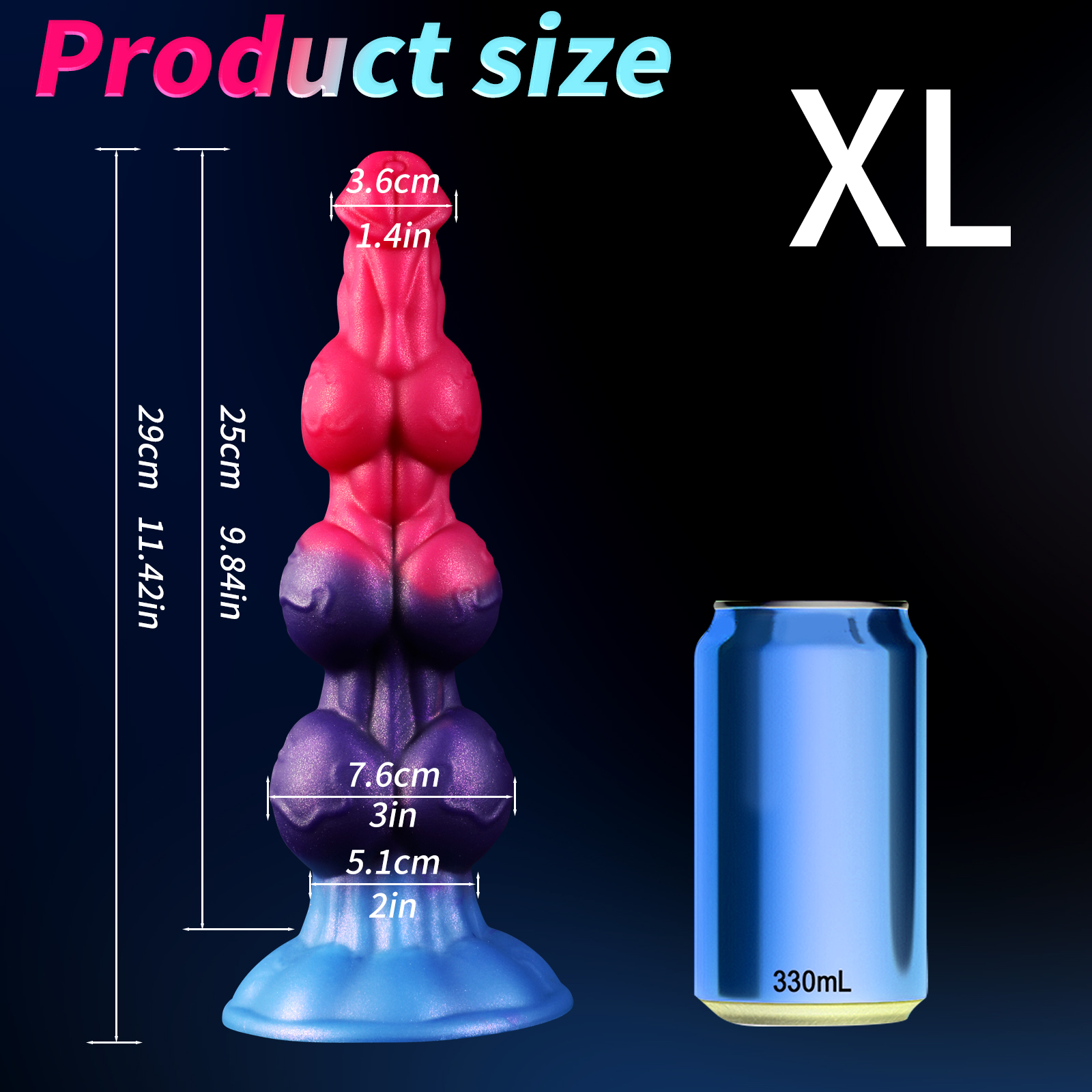 9 Inch Fantasy Dog Cock Three Knot Dildo