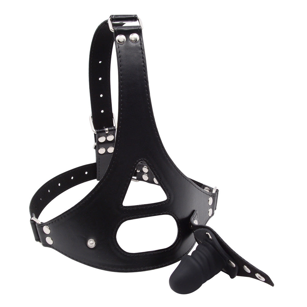 Black Leather Detachable Dildo Gag