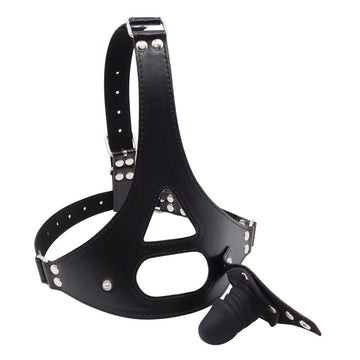 Black Leather Detachable Dildo Gag