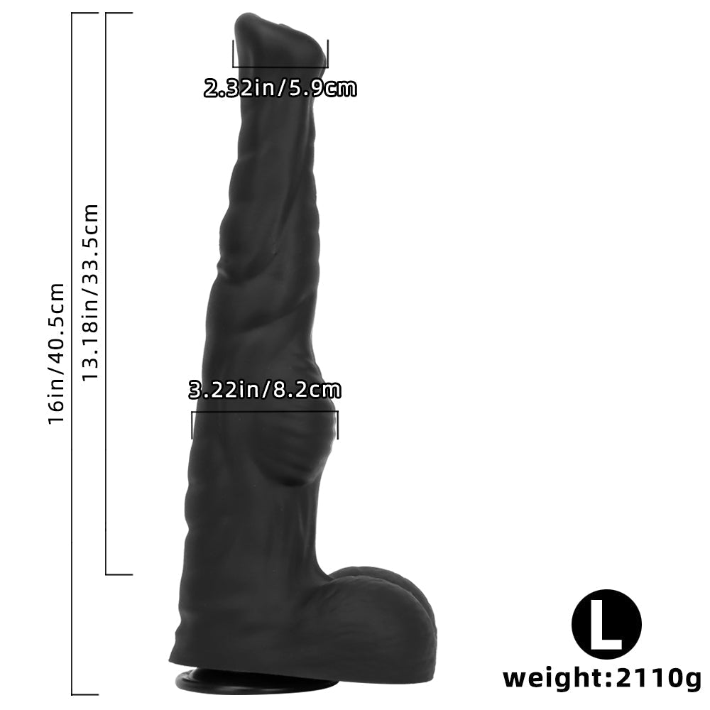 16 Inch Black Huge Silicone Horse Dildo
