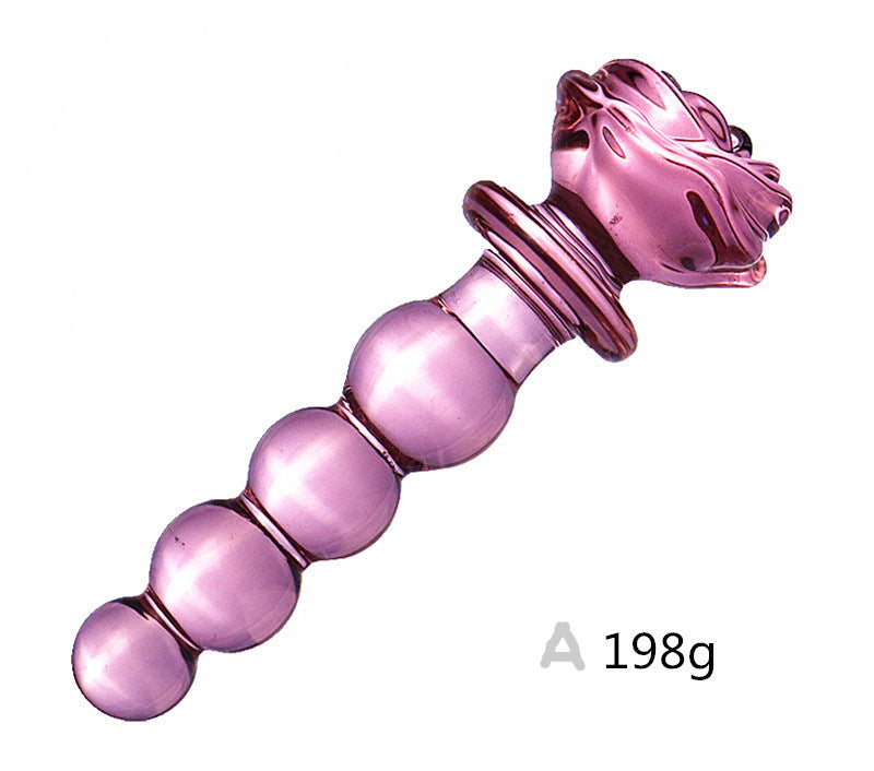 Pink Smooth Rose Glass Dildo