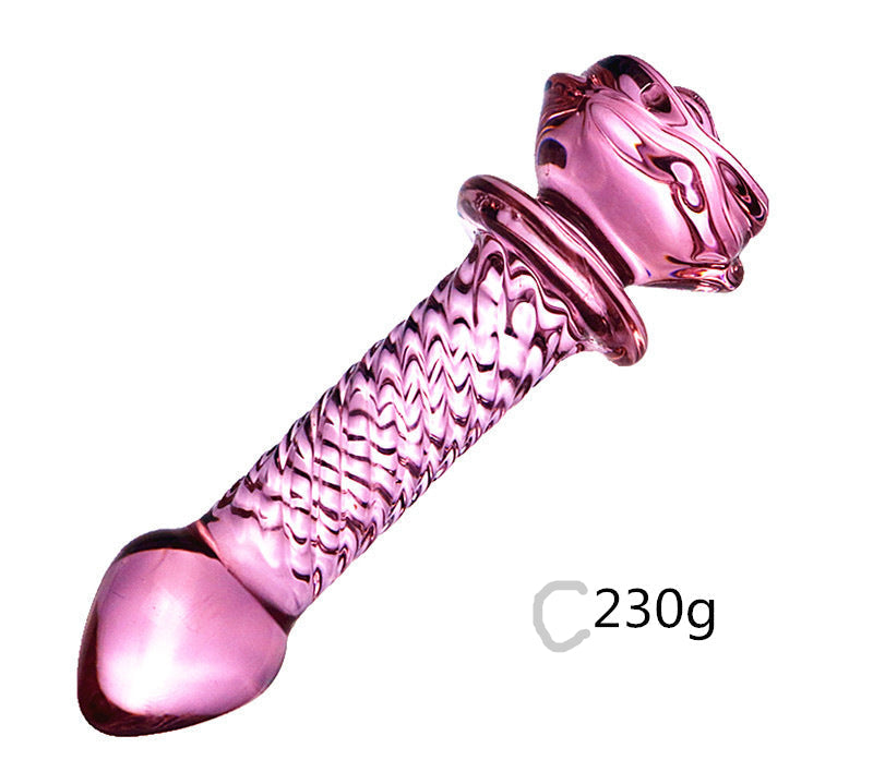Pink Smooth Rose Glass Dildo