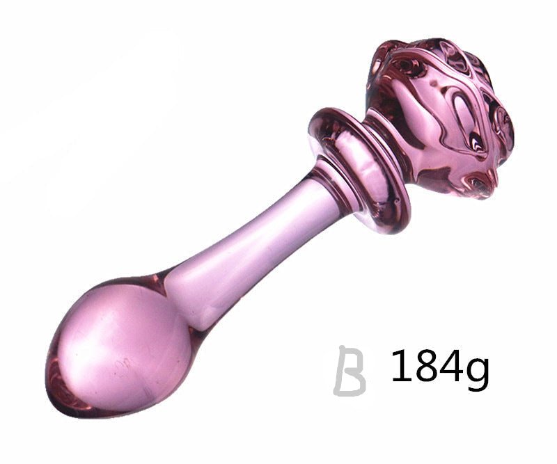 Pink Smooth Rose Glass Dildo