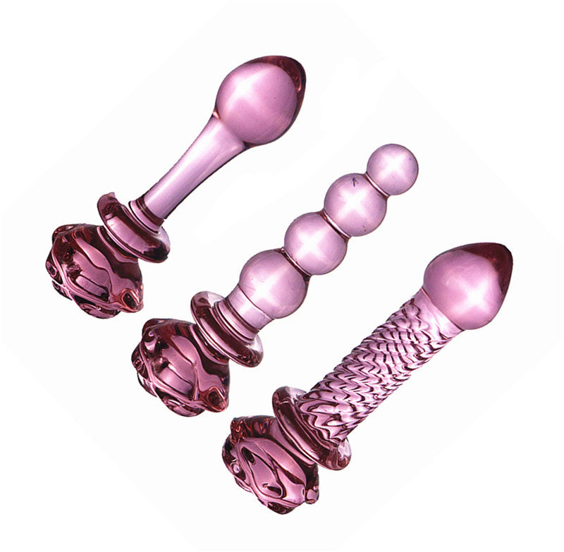 Pink Smooth Rose Glass Dildo