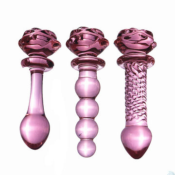 Pink Smooth Rose Glass Dildo