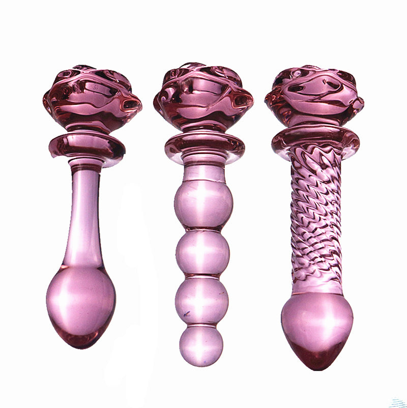 Pink Smooth Rose Glass Dildo