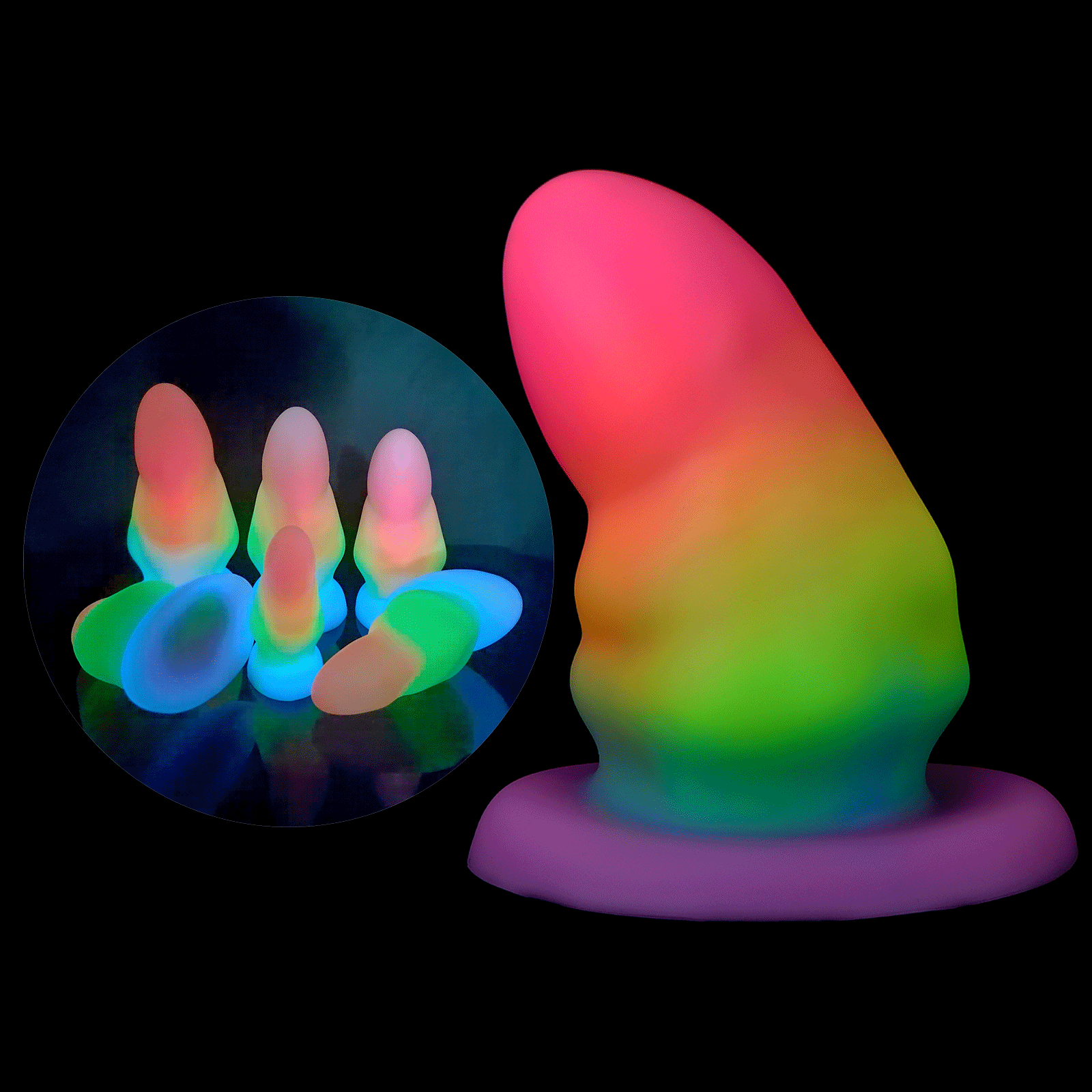 Rainbow Luminous Large Silicone Butt Plug