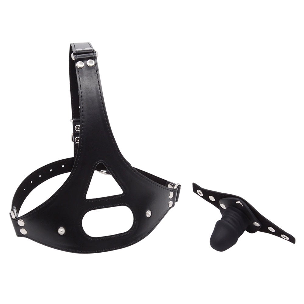 Black Leather Detachable Dildo Gag