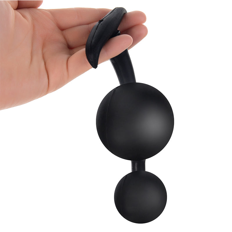 Black Inflatable Built In Steel Ball Swing Butt Plug