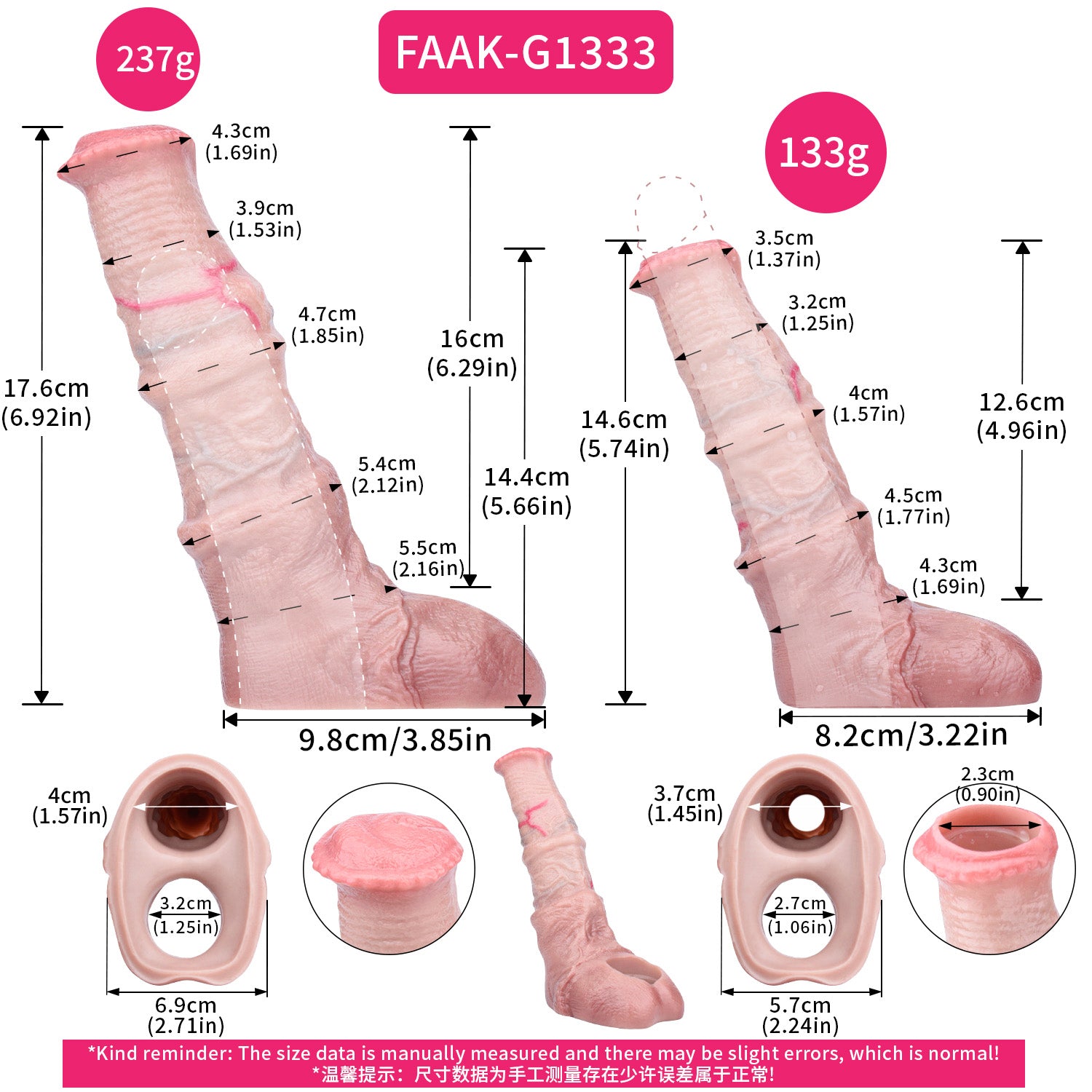 6 Inch Ribbed Silicone Horse Cock Sleeve