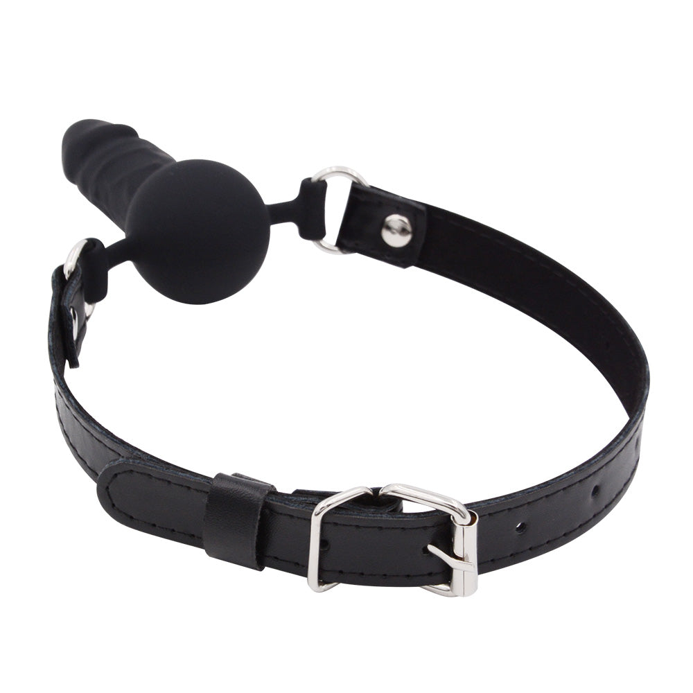 Black Silicone Comfortable Face Dildo Gag