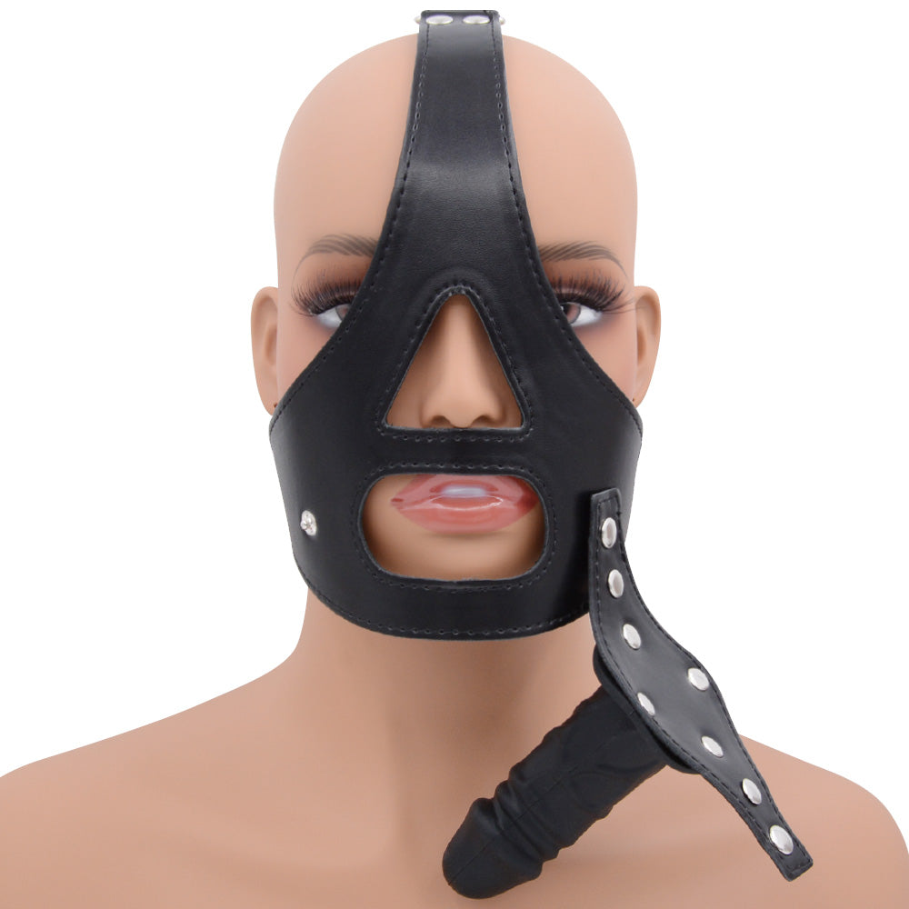 Black Leather Detachable Dildo Gag