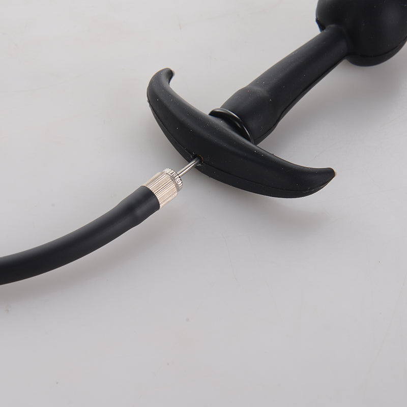 Black Inflatable Built In Steel Ball Swing Butt Plug