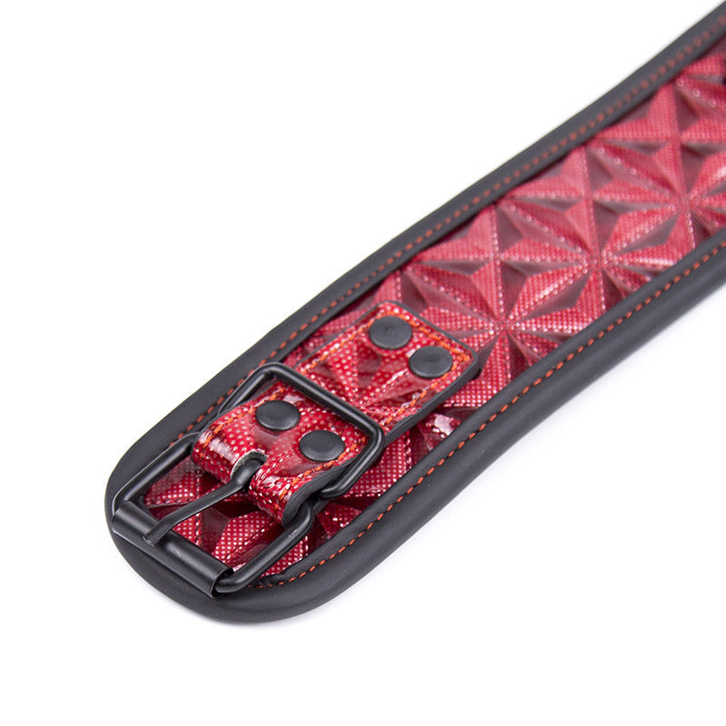BDSM Leash Bondage Collar Leather Diamond Pattern