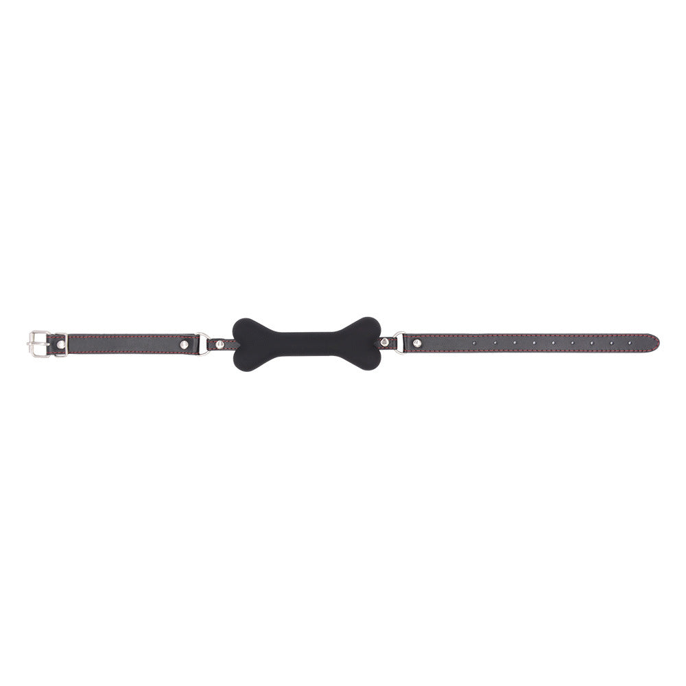 Bone Gag BDSM Silicone Mouth Gag Leather Strap