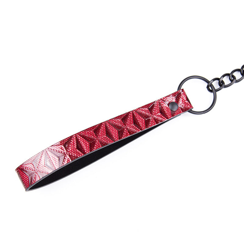 BDSM Leash Bondage Collar Leather Diamond Pattern