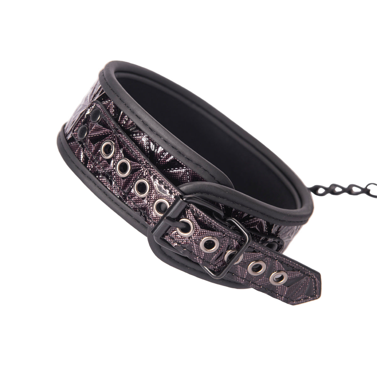 BDSM Leash Bondage Collar Leather Diamond Pattern