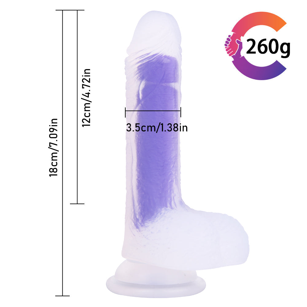 7 Inch Soft Purple Jelly Silicone Dildo