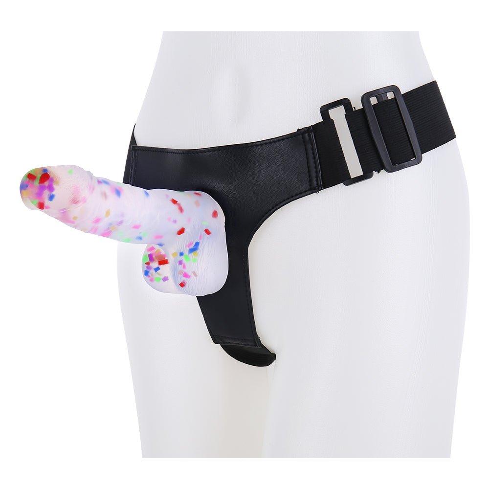 Confetti 7 Inch Strap On Jelly Dildo