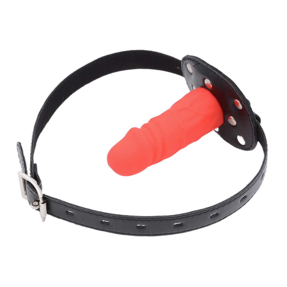 3.9 Inch Leather BDSM Face Dildo Gag