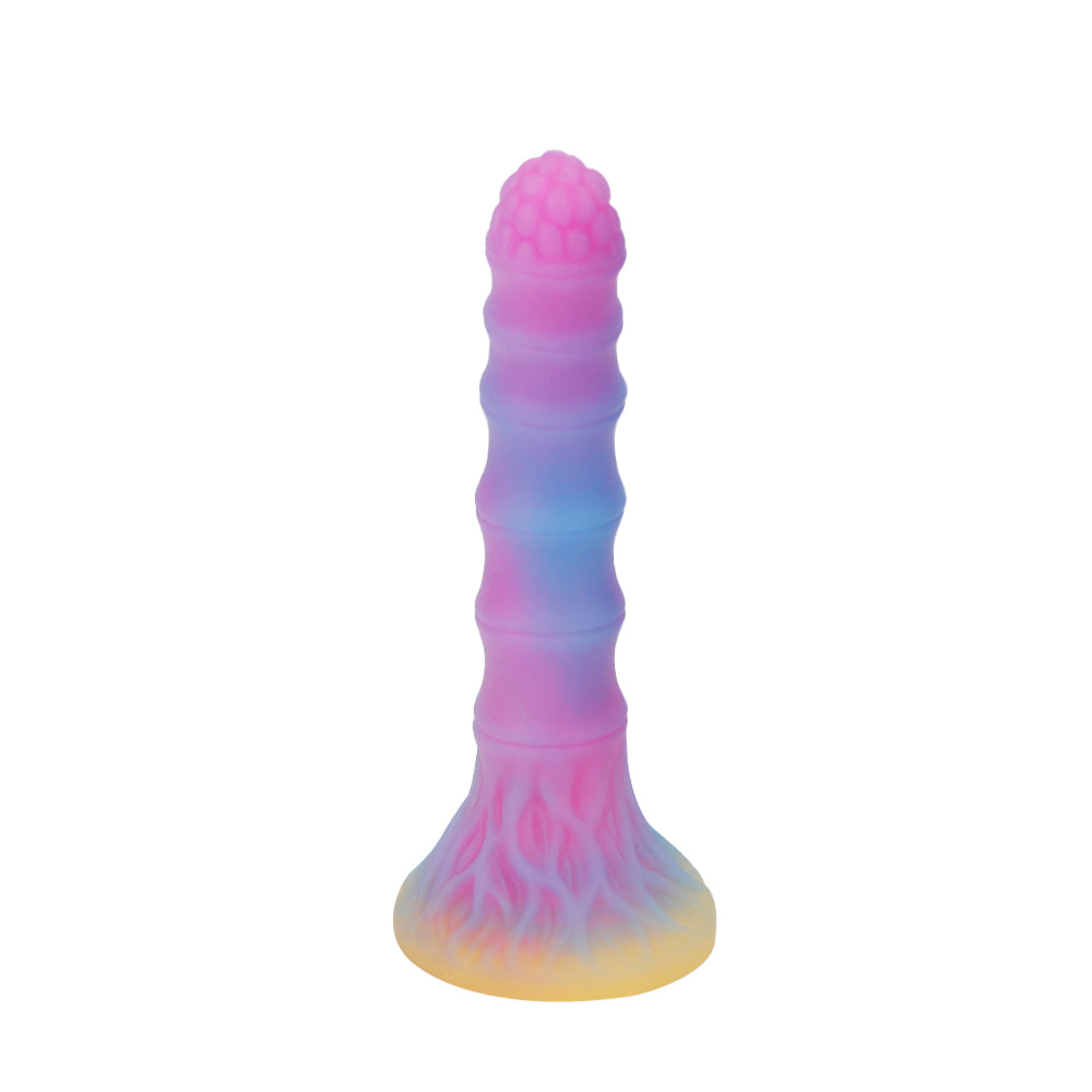 9 Inch Curved Ribbed Glow In Tthe Dark Dildo