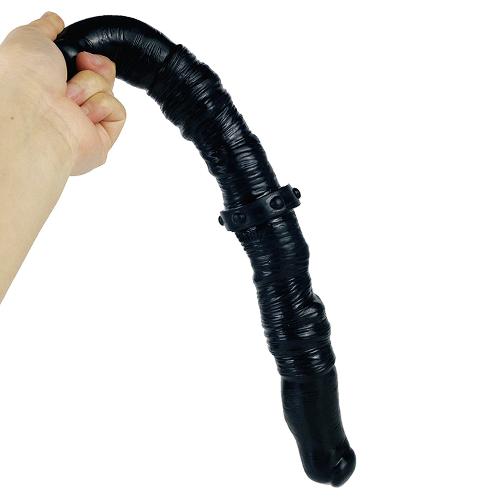 15 Inch Black Silicone Lesbian Double Dildo