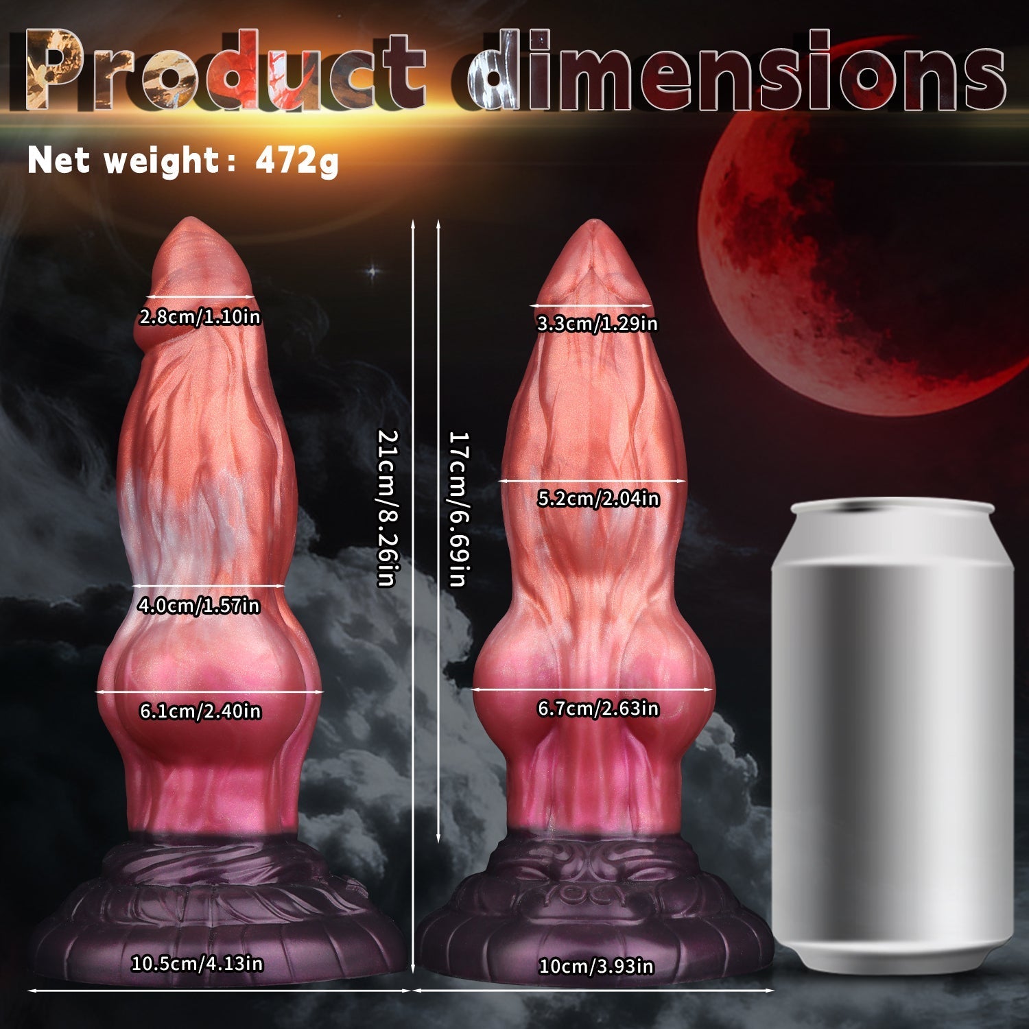8 Inch Pointed Dog Cock Knotted Dildo