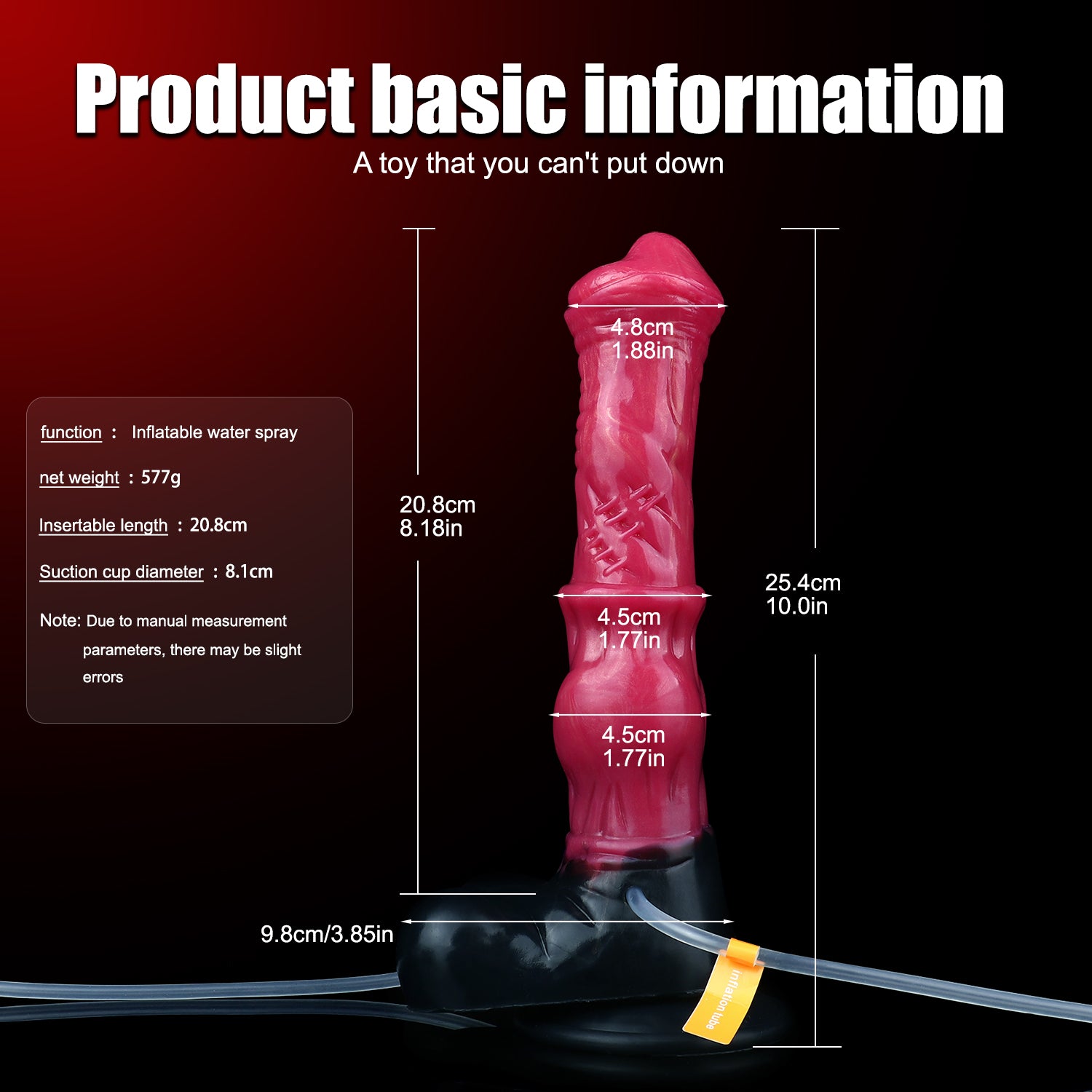 10 Inch Inflatable Knot Ejaculating Horse Cock Dildo