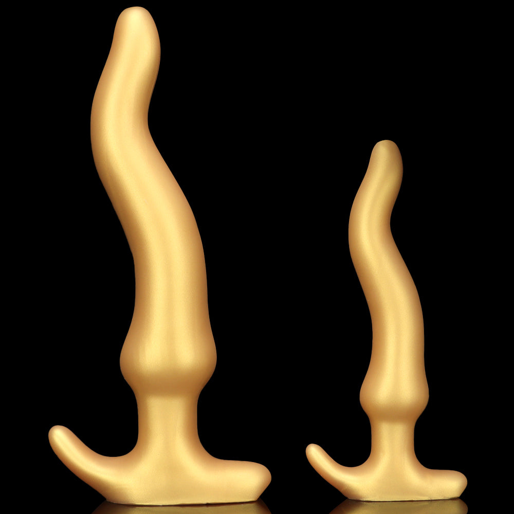 Giant Gold S Shaped Silicone Long Anal Plug