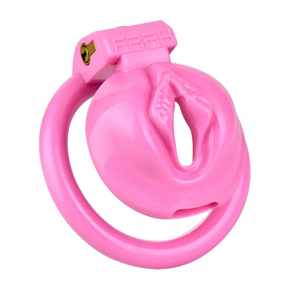 Pink Realistic Vagina Sissy Chastity Cage