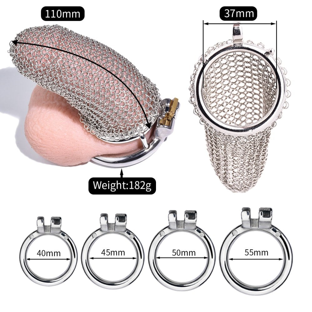 Bondage Cage Silver Mesh Male Metal Chastity