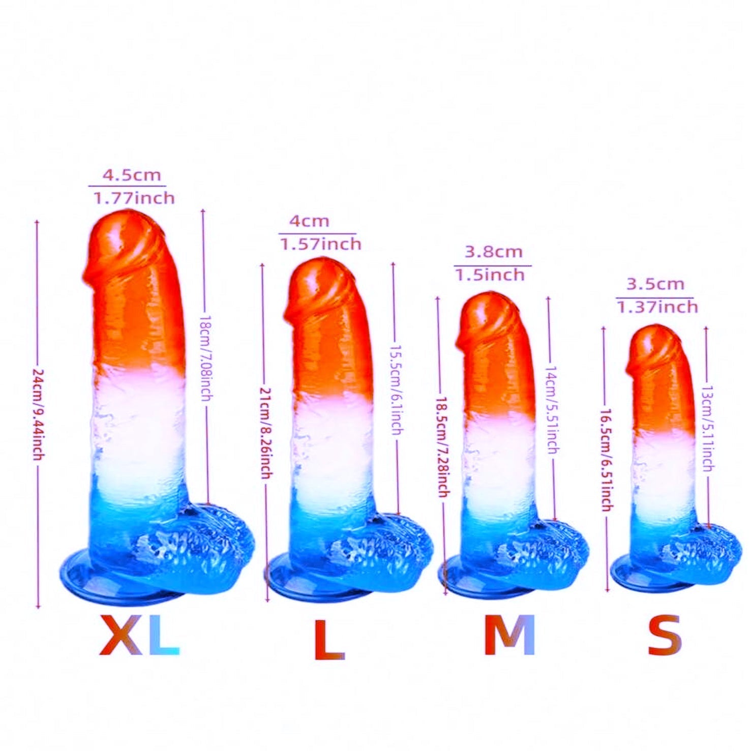 9 Inch Colorful Jelly Big Dildo