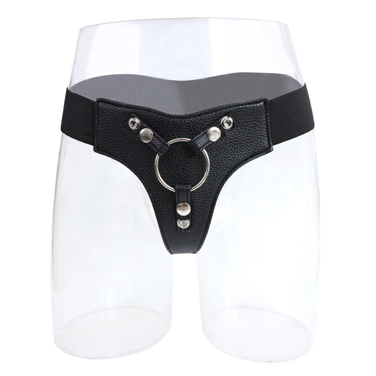 Black Leather Adjustable Strap On Harness
