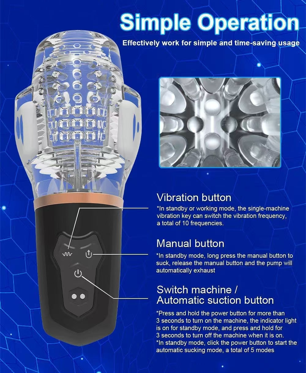 Clear Fleshlight Vibrating Sucking Male Masturbator Cup